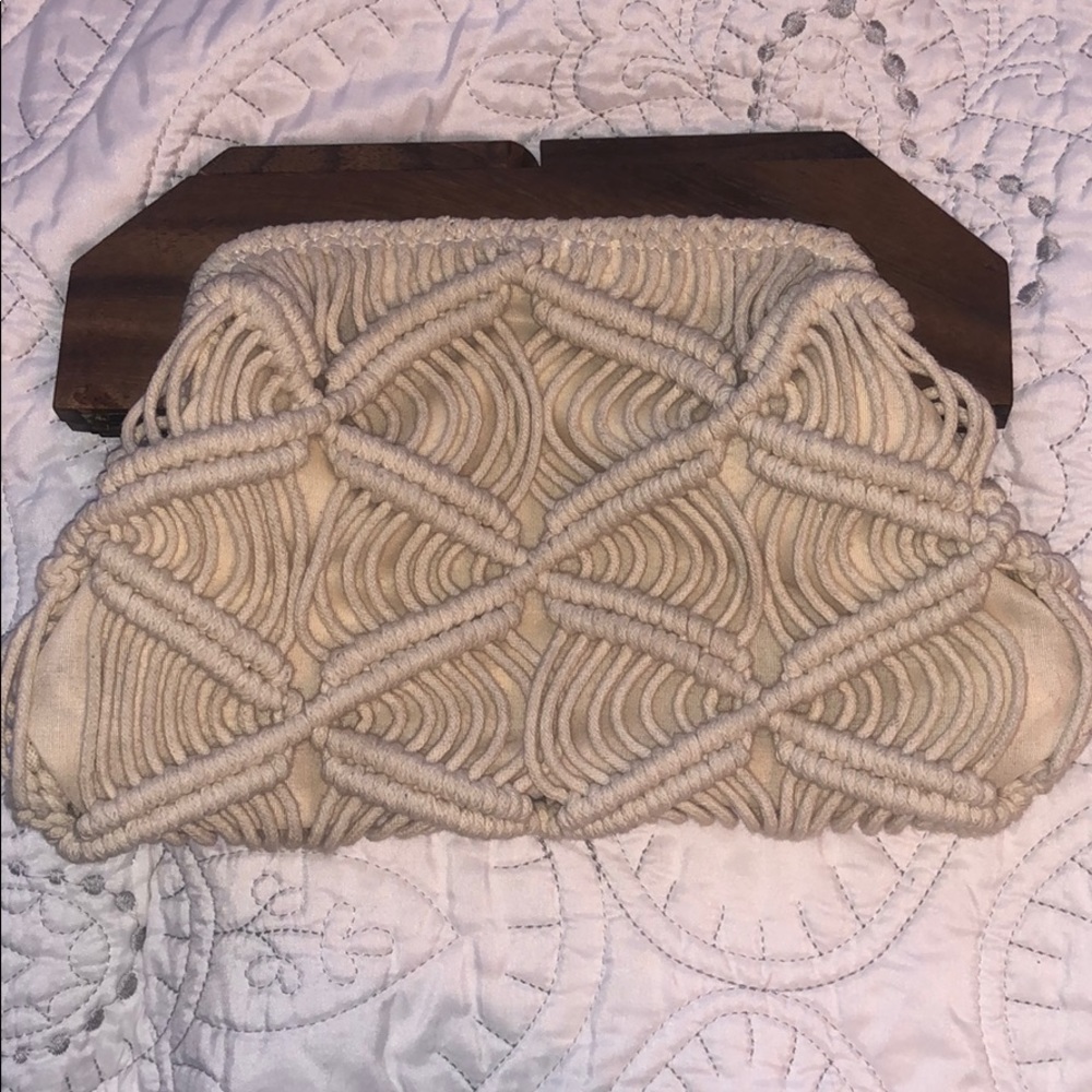 Super cute crocheted and wood clutch